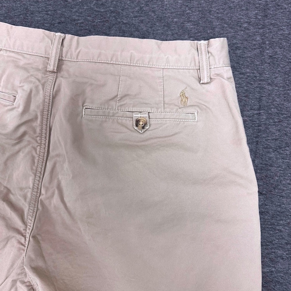 Polo Ralph Lauren Classic Fit 9" Shorts Khaki Flat Front Chino Casual Size 34 - Picture 8 of 9